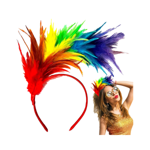 Trendy gekleurde veren fascinator haarband zwarte zwaan maskerade feestelijke kerst hoofdband accessoires voor feestdagen - Product Image 4