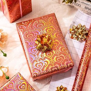 Rose Gold Wrapping <b>Paper</b> <b>Roll</b> Metallic Holographic Laser Heart Gift <b>Wrap</b> for Birthday Valentines Wedding <b>Paper</b> packaging bag - Product Image 1