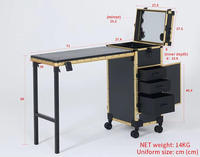 Table de manucure de haute qualité avec mallette de maquillage individuelle à roulettes, bureau de coiffure pliable, outil pour salon de manucure