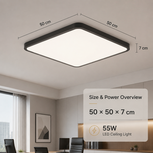 โคมไฟเพดาน LED ทรงสี่เหลี่ยมทันสมัย แผงอะคริลิกติดพื้นผิว สามสี 55 วัตต์ สำหรับห้องนั่งเล่น ห้องนอน สำนักงานในร่ม - Product Image 4