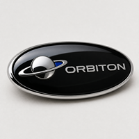 Emblème de voiture ovale noir spatial personnalisé, badge chromé, logo personnalisé en émail bleu électrique, autocollant acrylique bombé pour voiture, OEM