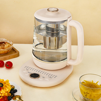 Bouilloire Électrique en Verre 2L avec Marmite à Ragoût 9-en-1 Multifonction, Infuseur à Thé pour Soupe et Thé, Base en Acier Inoxydable, Programmable