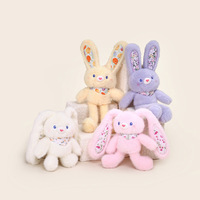 Porte-clés Pendentif Lapin en Peluche Florale Ultra Doux Certifié CE CPC Écologique Kawaii pour Sac d'École Anti-Stress Princesse