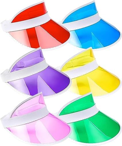 80s Retro Unisex Sun Visors Plastic Clear Cap Candy Color Transparent Tourist Visor Cap Colorful Poker Golf Hat