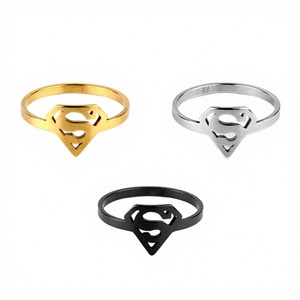 แหวนสแตนเลสชุบทองขัดเงาสูงรูปซูเปอร์แมนสำหรับผู้ชาย - ของขวัญแต่งงานสุดเทรนดี้ เครื่องประดับซีรีส์ซูเปอร์ฮีโร่ - Product Image 5