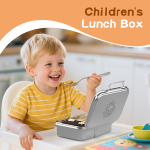 Boîte à lunch isotherme pour enfants, anti-fuite, en acier inoxydable 304, mignonne, chauffable, avec 2 compartiments - Product Image 5
