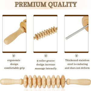 <span class=keywords><strong>Rodillo</strong></span> de Masaje de Madera para Terapia, <span class=keywords><strong>Rodillo</strong></span> Linfático y Muscular para Espalda, Piernas y Cuerpo - Product Image 3