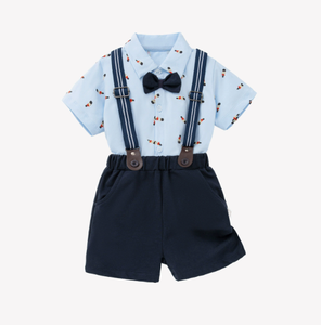 子供スーツセット 男の子サスペンダーパンツ フォーマルドレスセット ベビー誕生日服 夏服 - Product Image 2