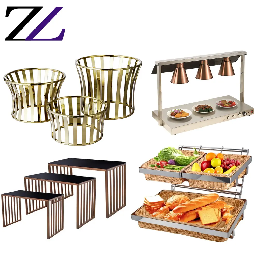 Plato de chaffling para buffet, calentador de comida, utensilios para catering de hotel, utensilios de cocina, acero inoxidable, dorado, lujoso, para restaurante, buffetware