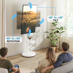 Carrello <span class=keywords><strong>TV</strong></span> Mobile YOMI con Ruote Invisibili, 17-35 Pollici, Rotazione <span class=keywords><strong>a</strong></span> 360°, Inclinazione Regolabile, Struttura in Legno e Acciaio, Nero, VESA Massimo 100x100 - Product Image 3