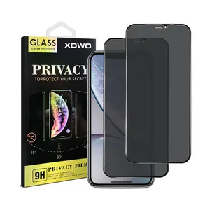 XOWO Privacy Screen Protector For IPhone 14 13 12 11 Promax 3D Tempered Glass Anti-Spy Easy Installation Film Screen Protector