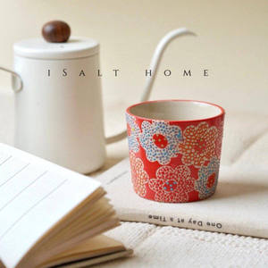 Taza de Café y Té de Boca Ancha <span class=keywords><strong>con</strong></span> Relieve Pintado a Mano, Diseño de Azalea, Hecha a Mano, <span class=keywords><strong>con</strong></span> Platillo, Decoración Creativa para el Hogar - Product Image 2