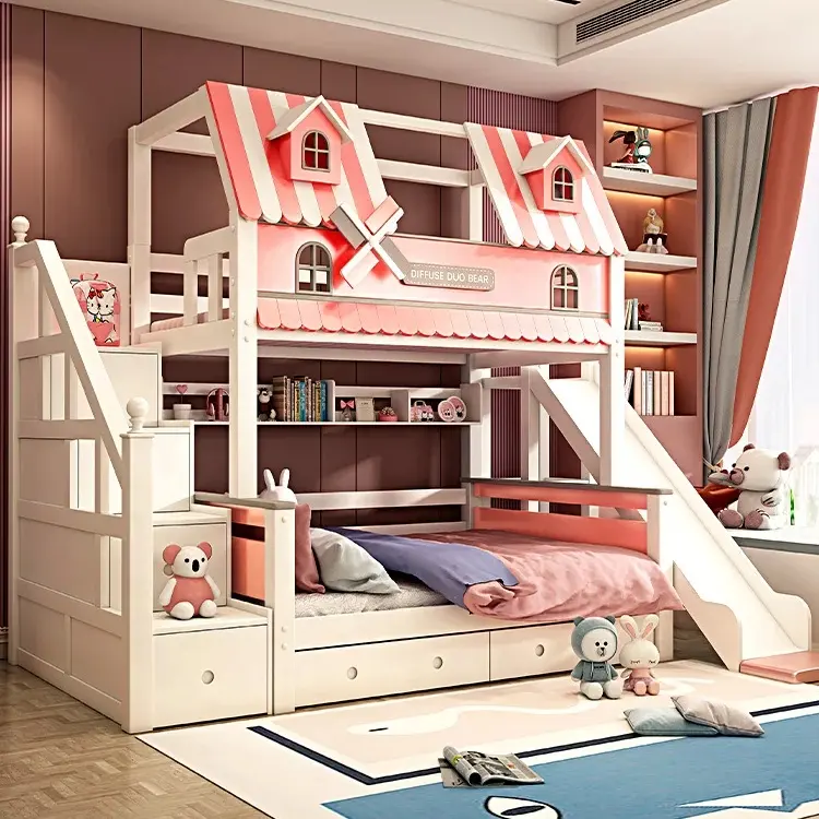 Xijiayi-litera con tobogán para niños, mueble para loft con almacenamiento, 2021