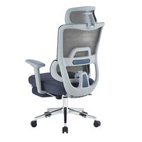 Chaise de bureau à dossier haut entièrement inclinable en maille avec appui-tête réglable, repose-pieds rétractable et base chromée pour bureau à domicile
