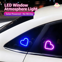 Lumières néon triangulaires sans fil à LED solaires pour automobile, en forme de cœur, sans câblage, pour la décoration intérieure du véhicule