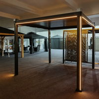 Pergola autonome avec toit rigide pyramidale en aluminium gris clair pour villas et jardins – Spacieuse