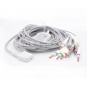 Compatible avec le câble ECG Kenz à 10 fils pour appareil ECG Lingqian, câble intelligent à connecteur banane - Product Image 1