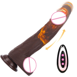 Vibratore realistico telescopico marrone all'ingrosso per donne, masturbatore con ventosa, giocattoli per coppia, pene grande - Product Image 1