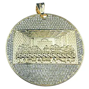 Newest Hip Hop Gold Plated Medal Last Supper a Miniature Pendant with a Flat Bottom Finish