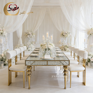 Luxurious Diamond Lattice Gold Frame Star Base <b>Clear</b> Top Wedding <b>Table</b> - Product Image 3