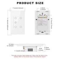 Ventilateur de plafond intelligent Tuya WiFi + 2 interrupteurs d'éclairage, norme américaine, 3 gangues, panneau tactile en verre, compatible avec Alexa Google Home