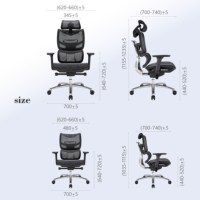 Chaise de bureau exécutive moderne à dossier haut en maille, hauteur réglable, appui-tête 3D, vérin à gaz chromé, accoudoirs 4D, base en aluminium - Sillas De