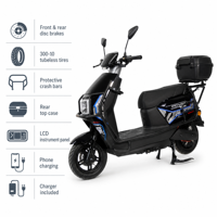 Moto électrique CKD CBU, scooter, 12 pouces, 2 roues, cyclomoteur, moto électrique pour adultes, 2000W, vitesse 80 km/h, fabriquée en Chine