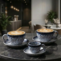 Kingze OEM ODM Logo personnalisé 75ml 220ml 250ml 300ml 320ml Ensemble tasse à café et soucoupe mouchetée pour chaîne de cafés et restaurants