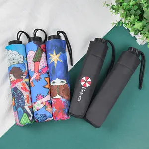 Ovelty-paraguas plegable para mujer, sombrilla manual de 3 pliegues con estampado personalizado, ligero y compacto
