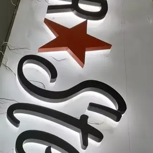 Professional Backlit Metal Letter Sign Customized LED Halo lit Stainless Steel Signs For Museums and Exhibitions