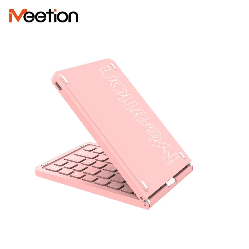 MEETION BTK001 keyboard lipat, untuk i pad tablet mac pc i phone ramping dapat diisi ulang ultra portabel keyboard bluetooth