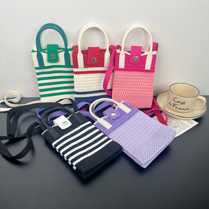 Borsa a tracolla a tracolla in poliestere Landfond Versatile in maglia per cellulare con cuciture a contrasto di colore nuove alla moda - Product Image 1