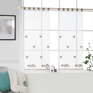 Cortina <span class=keywords><strong>de</strong></span> <span class=keywords><strong>Cocina</strong></span> Transparente con Diseño <span class=keywords><strong>de</strong></span> <span class=keywords><strong>Frutas</strong></span> Bordadas, con Ojales, 100% Poliéster, Tela Voile Ligera - Product Image 3