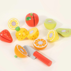 Jouet d'éveil en bois pour enfants, fruits et légumes réalistes avec attaches Velcro pour découper et jouer <span class=keywords><strong>de</strong></span> manière imaginative - Product Image 1