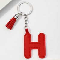 Nieuwe Groothandel Custom Letter Lederen Sleutelhanger 26 Engelse Letter Sleutelhanger Pu Lederen Tas Hanger Charm Accessoires