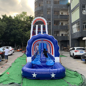 زحليقة مائية للبالغين, زحليقة مائية طويلة للبالغين بعلامة أمريكية ، زحليقة مائية قابلة للنفخ مع مسبح لاستئجار الحفلات - Product Image 3