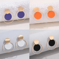 Ensemble de boucles d'oreilles en résine géométrique colorée ChuYao pour femmes, alliage électroplaqué, bijoux tendance pour fêtes, modèle Yiwu 9814-rouge vert
