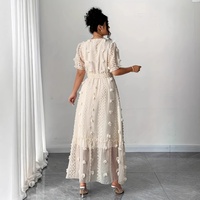 Robe d'été sur mesure, nouvelle collection, élégante, en dentelle, col en V, à fleurs, style français tendance
