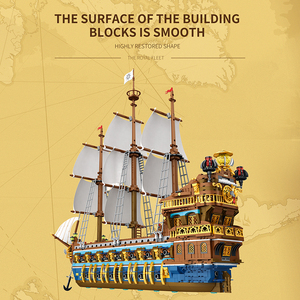 Blocs de construction de navires de la Flotte Royale (3162 pièces) – Grand modèle de bateau <span class=keywords><strong>à</strong></span> voile, blocs de construction MOC, grand navire drapeau, jouets de pirates - Product Image 3