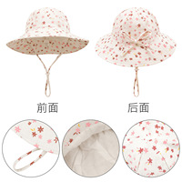 Topi katun bernapas untuk bayi, topi ember kerai bisa disesuaikan, topi motif bunga kartun, topi anak-anak