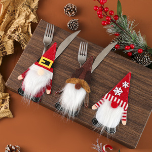 Nuevas fundas de fieltro para cubiertos, fundas de cubiertos con diseño de anciano sin rostro, decoraciones navideñas para la mesa del comedor. - Product Image 1