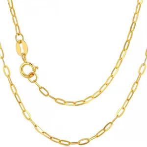 NINE'S New Arrival 18K Solid Yellow Gold Large Link Chain Paper Clip Gold Chain Necklace Jewelry Adjustable Length