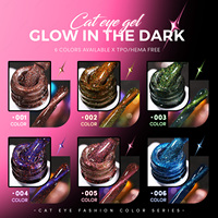 JTING Fournisseur de premier plan – Collection de vernis à ongles gel œil de chat phosphorescent 6 couleurs – Vernis gel œil de chat magnétique lumineux – Sans TPO ni HEMA – OEM