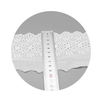 Renda Katun Putih Berongga Lebar dengan Motif Bunga 3D Elegan Broderie Anglaise untuk Gaun dan Sepatu Musim Panas