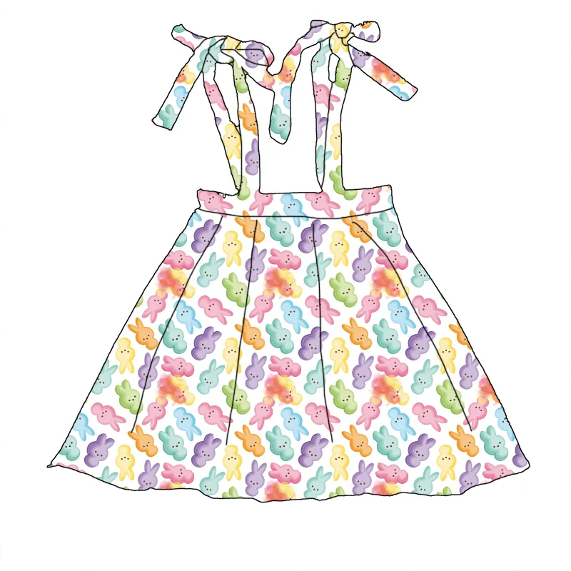 Cute Rabbit Printed Overall Dress Kids Suspender Skirt Low Moq Baby Girl Skirt Teenager Skirts For Summer