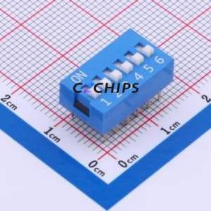 DS-06-B-T DIP Switch Through hole Component (THT) Switch Single Pole Single Throw 6 2.54mm 25mA - Product Image 1
