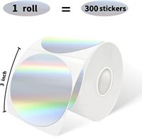 Autocollants thermiques holographiques circulaires de 3 pouces, argentés, autocollants thermiques directs circulaires pour la création de logos/codes QR/étiquettes nominatives