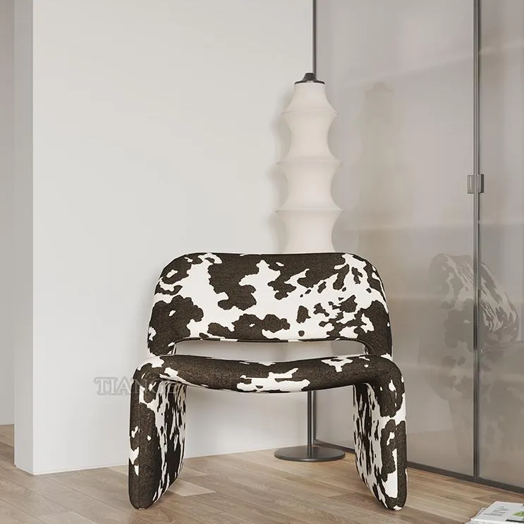 Chaise de salon à accent unique de style italien, sans accoudoirs, personnalisation de tissu de vache, canapé pour chambre à coucher