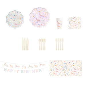 Decoraciones para Fiesta de Cumpleaños de Unicornio DAMAI, Platos y Servilletas de Papel de Unicornio Pastel Mágico, Juego de Vajilla de Feliz Cumpleaños de Unicornio - Product Image 4