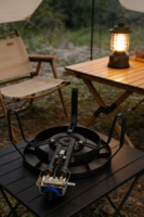 Réchaud à gaz GPL portable à brûleur unique, avec aspiration d'air complète, bouton rotatif, base en fonte haute, coupe-vent et protection contre l'extinction de la flamme, pour usage domestique
